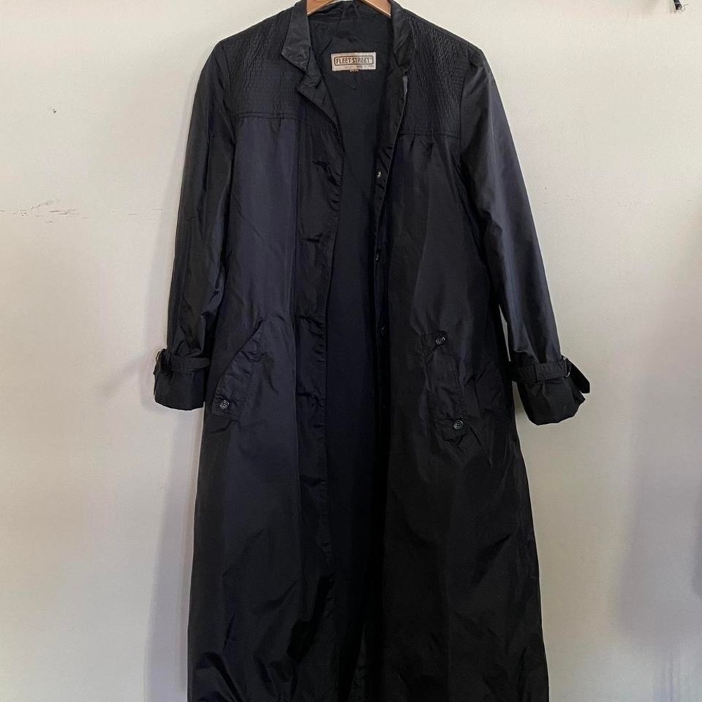 Fleet Street 1980's black windbreaker trench coat - Picture 1 of 7